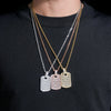 Baguette Diamond Cz Cubic Zirconia Dog Tag Pendant For Men
