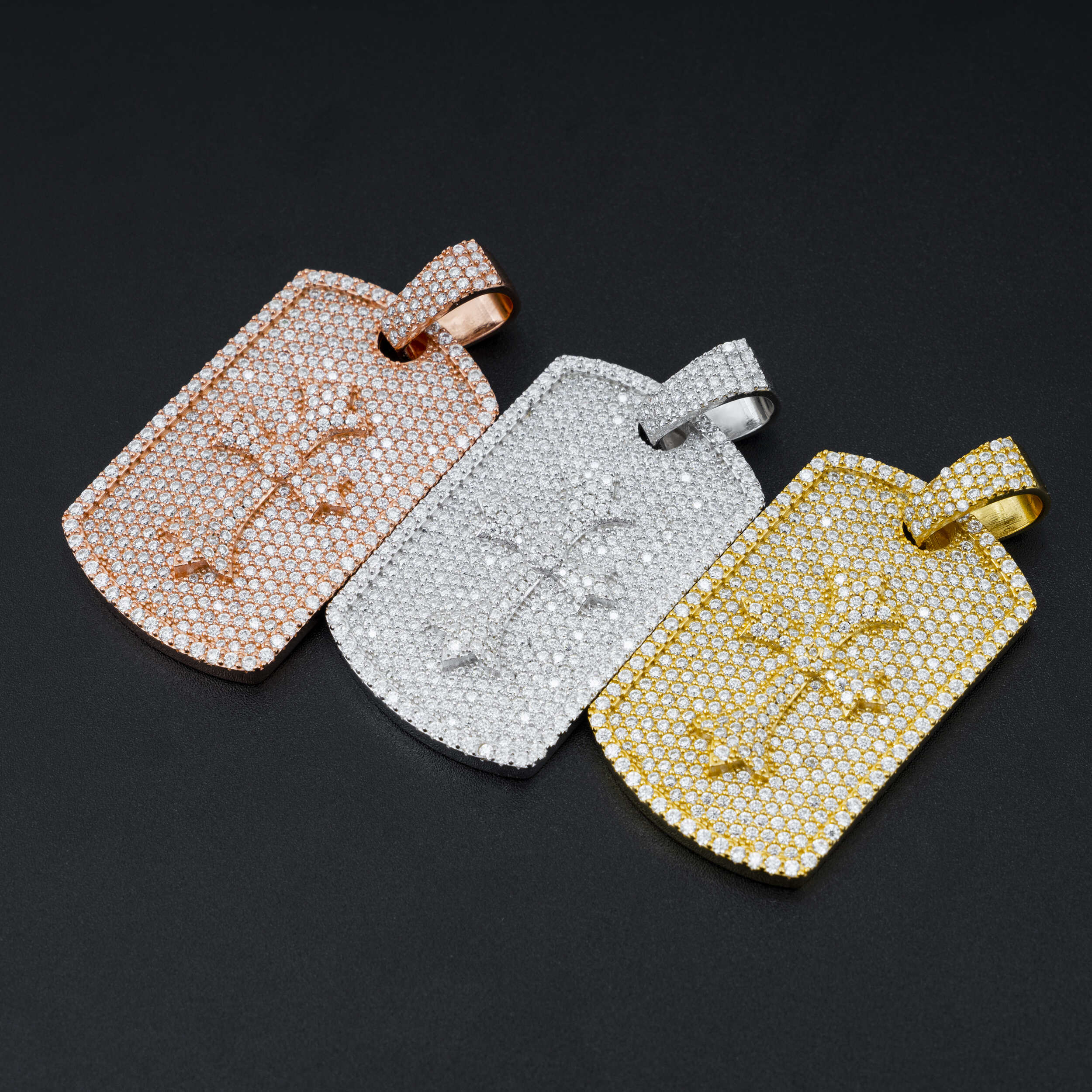 Iced Out Men Hip Hop Jewelry Cross Dog Tag Pendant