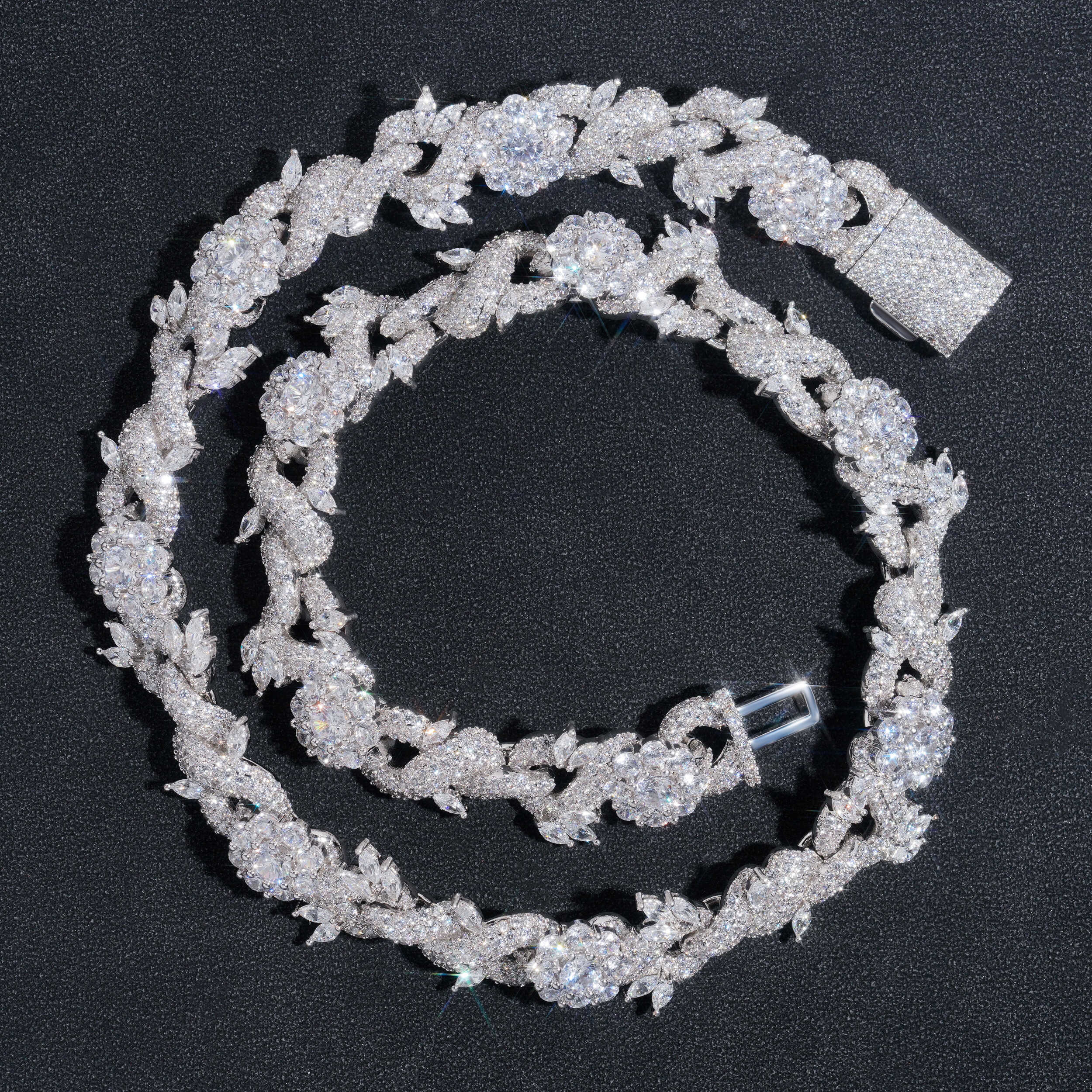 Men Jewelry 15MM Flower Charm Infinity Link Chain Necklace