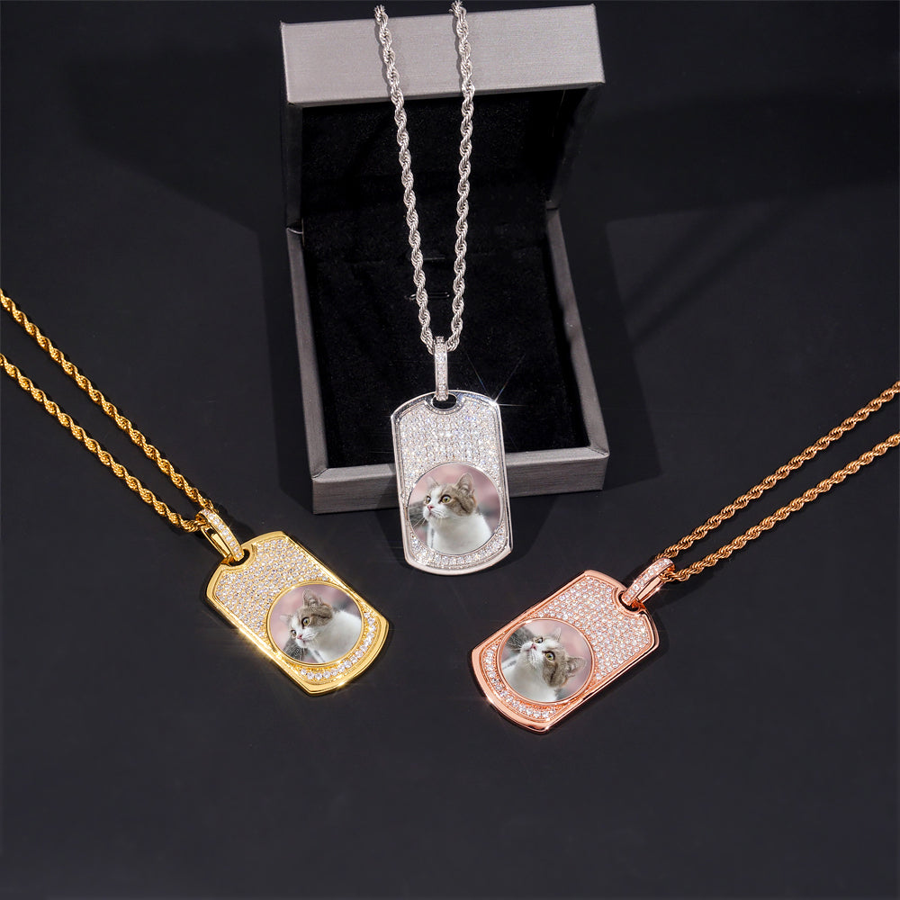 Stylish Men Jewelry Photo Memory Dog Tag Pendant