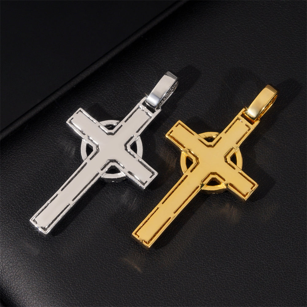 Cz Bling Jewelry Circle Cross Pendant Charm For Men