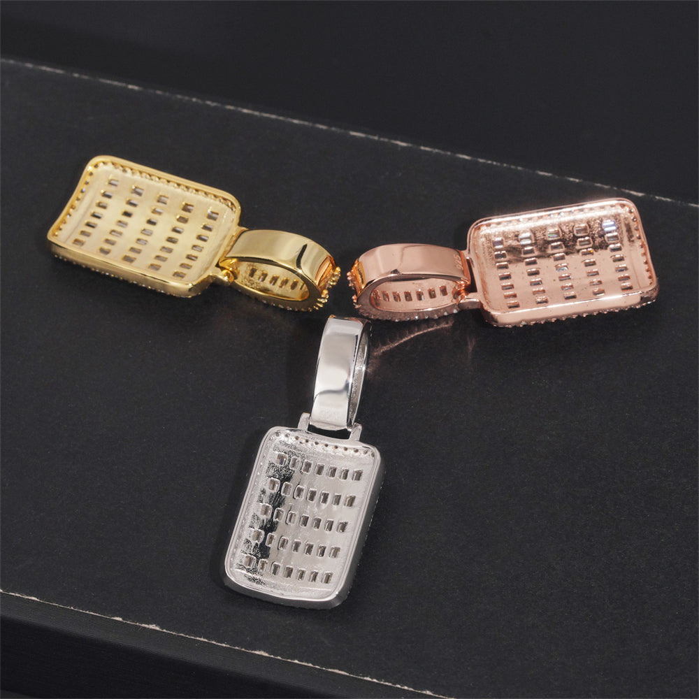 Baguette Cut Cubic Zirconia Dog Tag Pendant