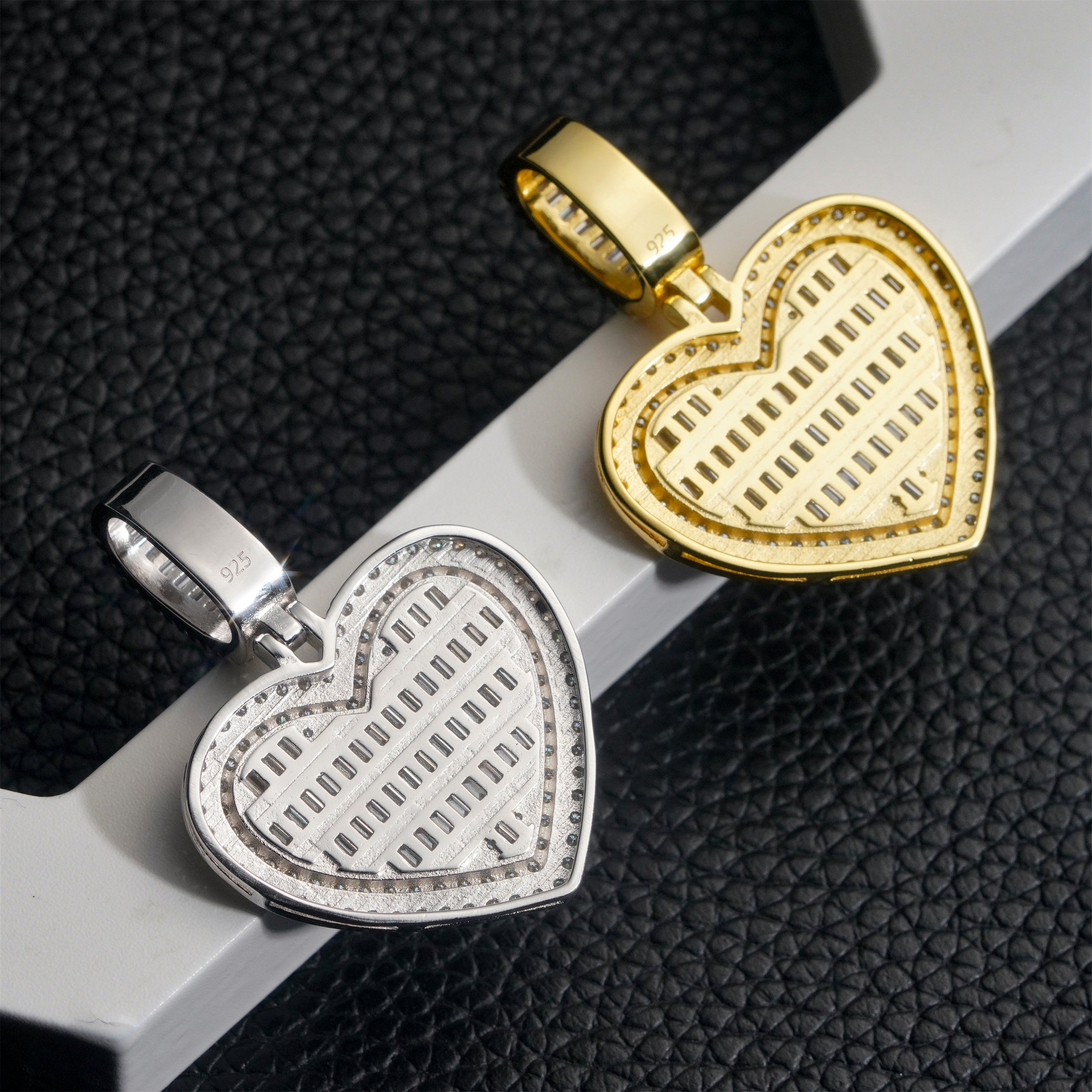 Stylish Baguette Diamond Heart Shaped Pendant For Unisex