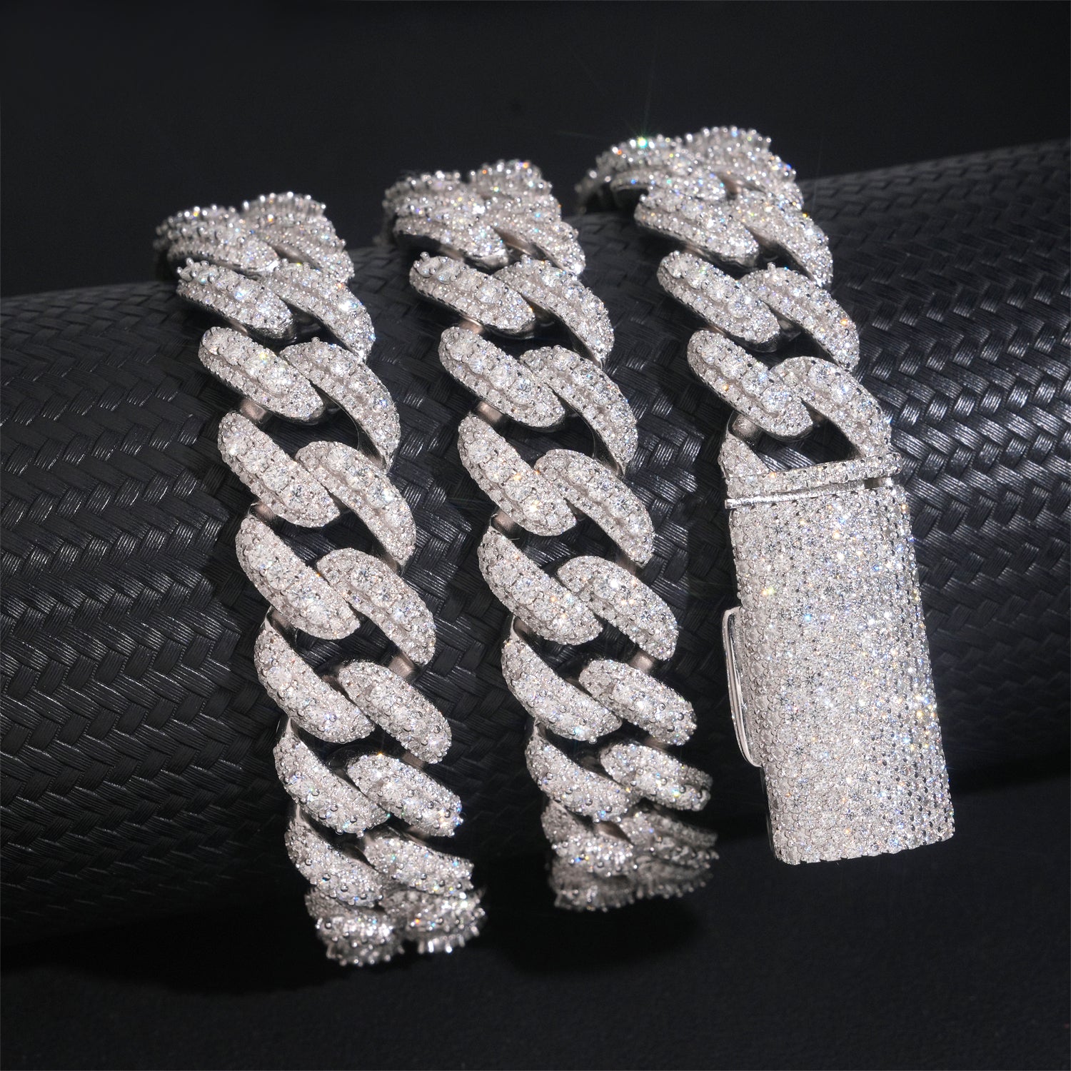 Iced Out Cz 15MM Three Rows Cuban Link Chain Necklace