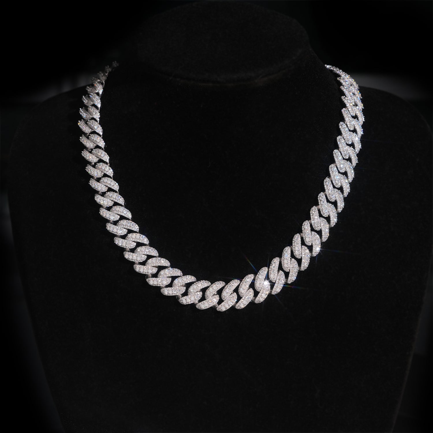 Iced Out Cz 15MM Three Rows Cuban Link Chain Necklace