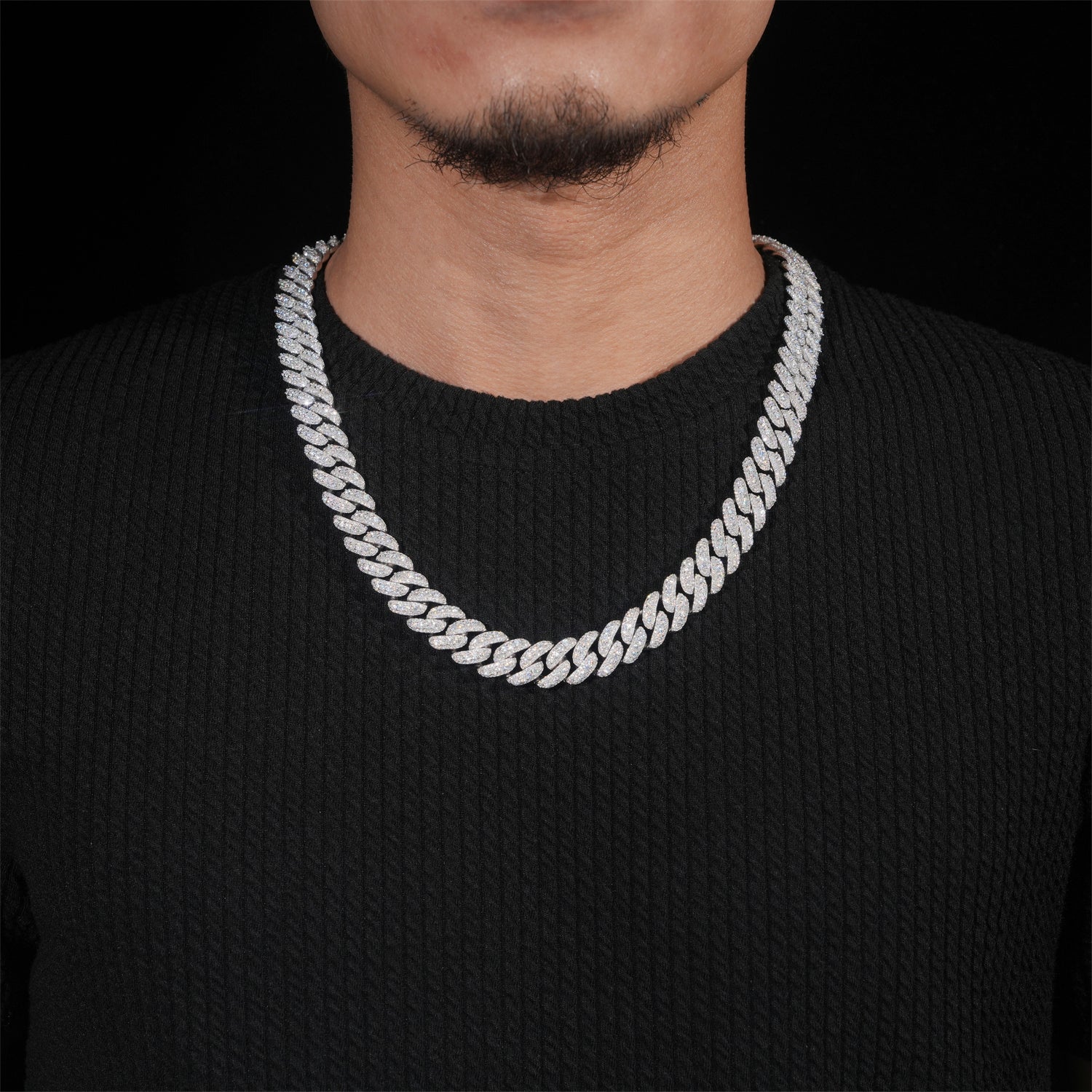 Hip Hop Cubic Zirconia 13MM Three Rows Cuban Link Necklace