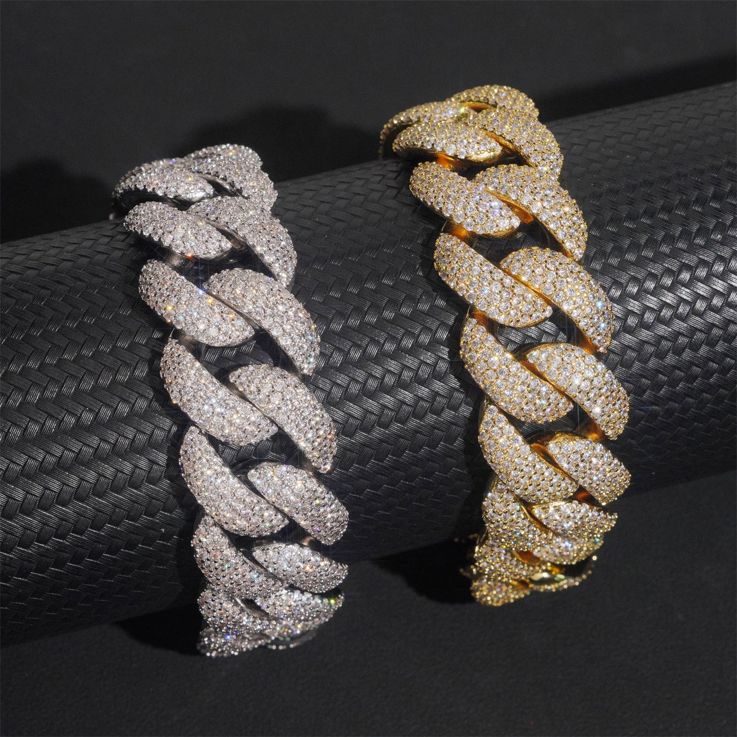 Hip Hop Iced Out 20MM Flower Setting Miami Cuban Link Bracelet