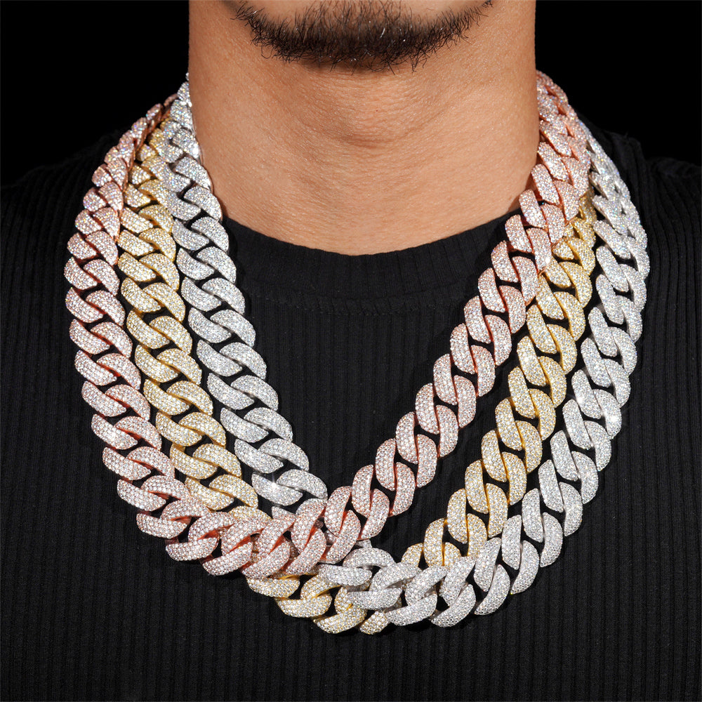 Iced Out Flower Setting 20MM miami Cuban Link Chain Necklace