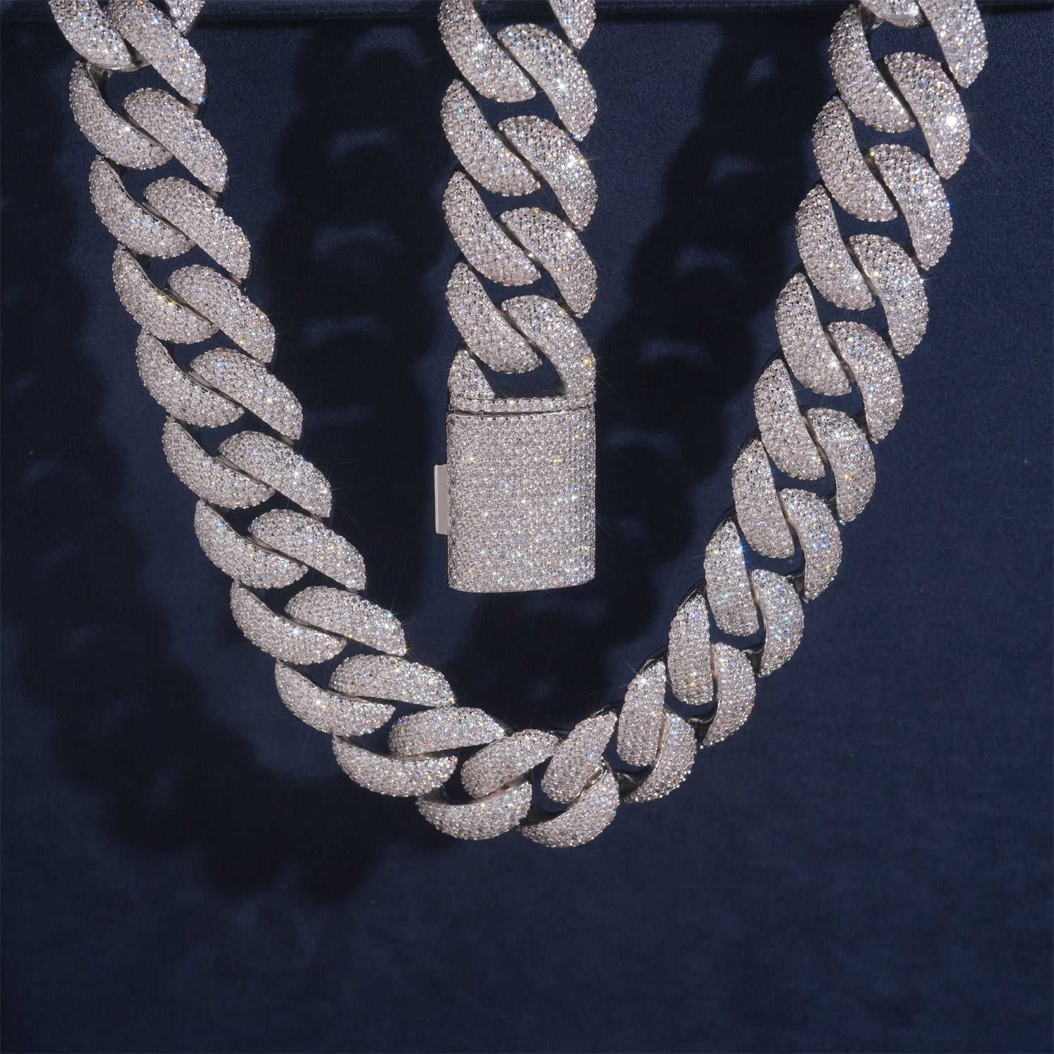 Iced Out Flower Setting 20MM miami Cuban Link Chain Necklace