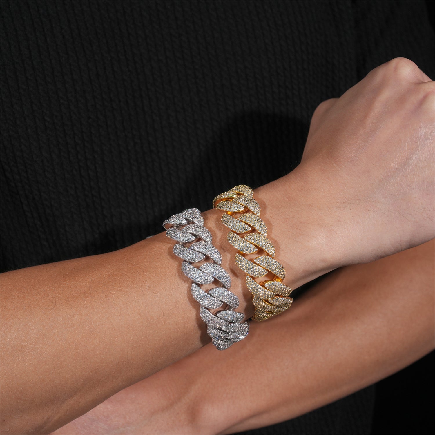 Hip Hop Iced Out 20MM Flower Setting Miami Cuban Link Bracelet