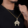 Baguette Cut Design Cubic Zirconia Iced Out Three Cross Pendant