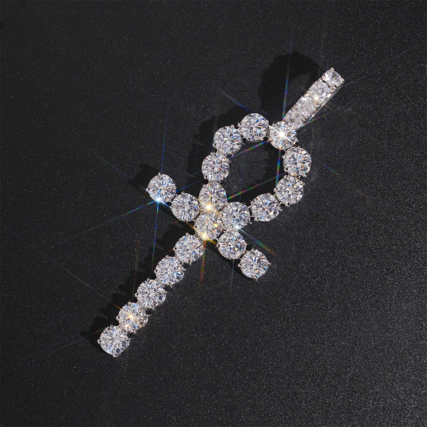 6MM Cubic Zirconia Cz Ankh Cross Pendant