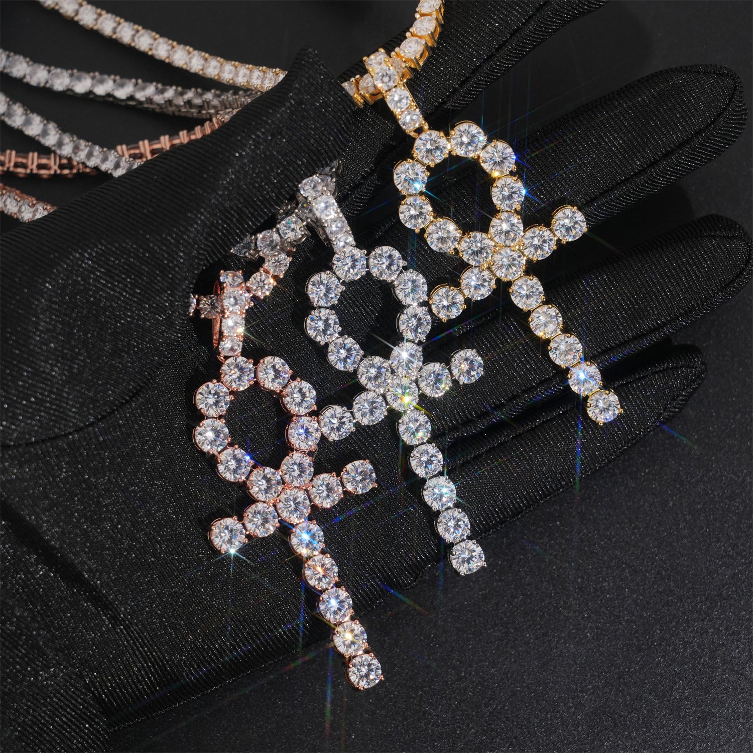 6MM Cubic Zirconia Cz Ankh Cross Pendant