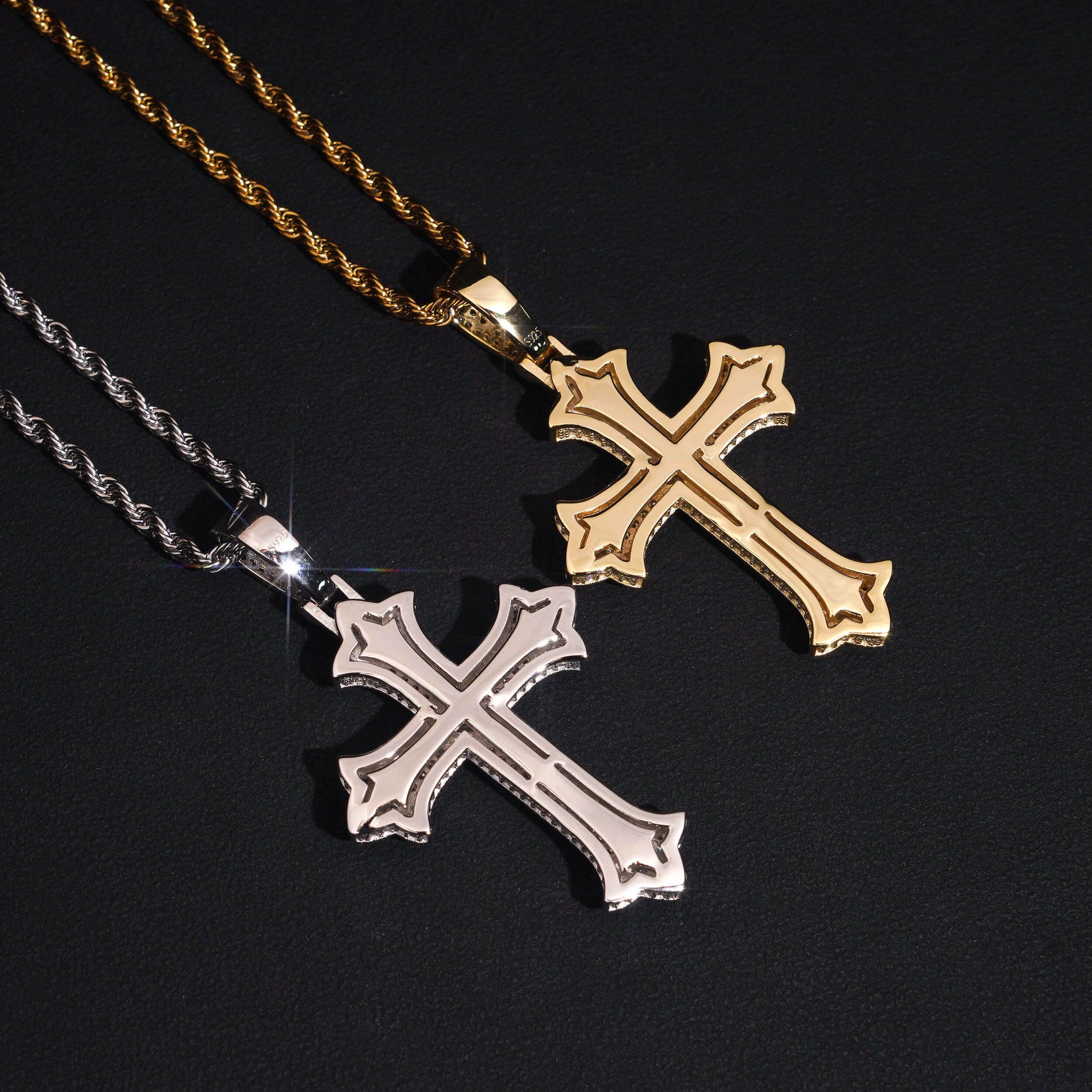Iced Out Men Cross Pendant With Cubic Zirconia