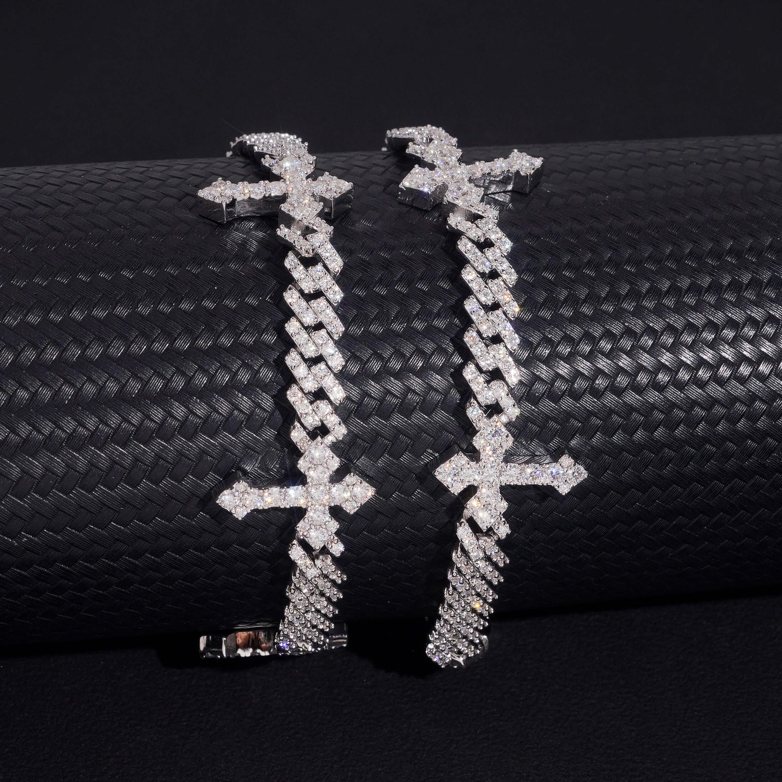 Hip Hop Iced Out 6MM Cuban Cross Charm Men Bracelet