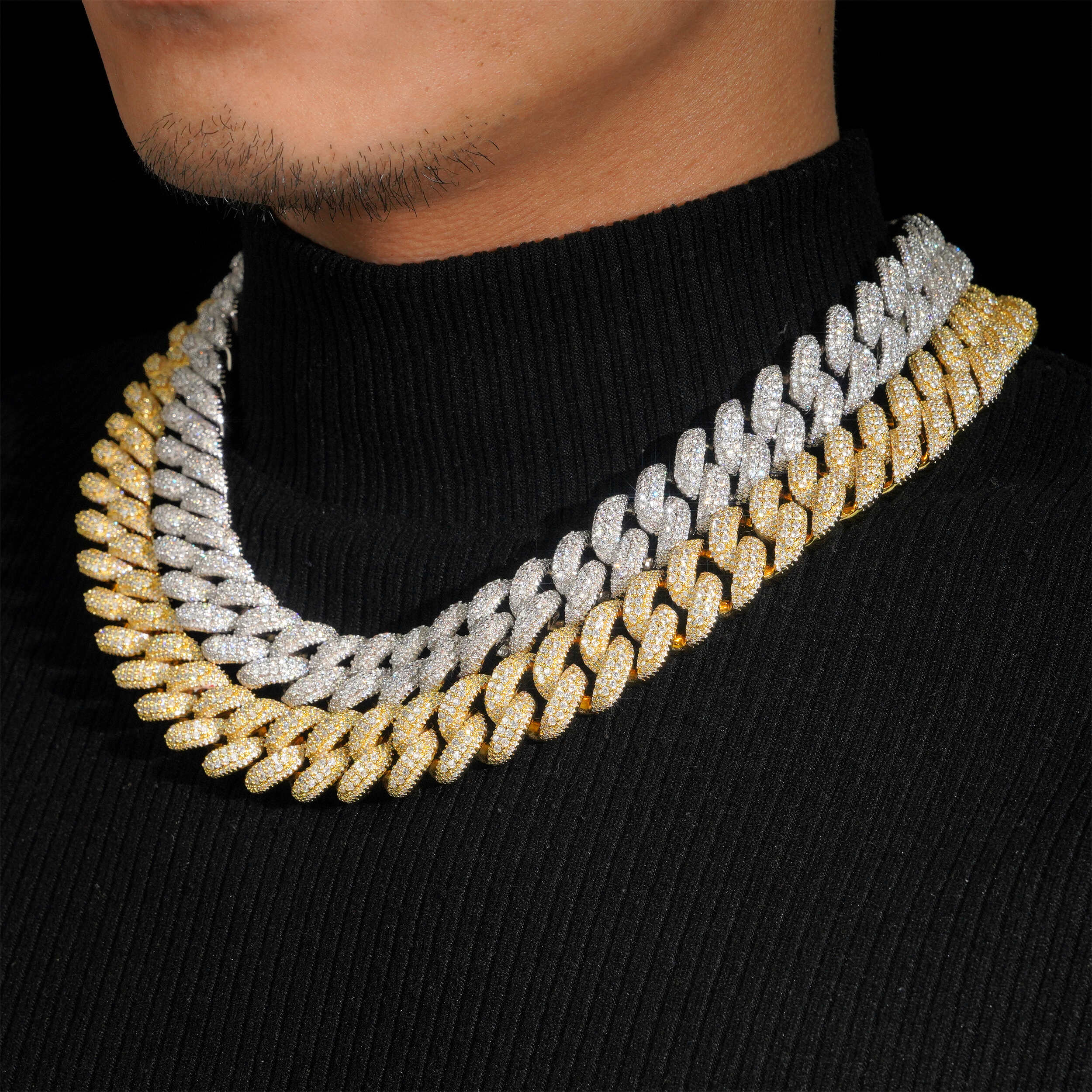 Hip Hop Iced Out 18MM Raised Stone Miami Cuban Link Chain Necklace