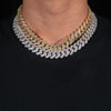 Hip Hop Iced Out 15MM 4 Rows Prong Set Cuban Link Chain Necklace