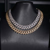 18K Gold 15MM Prong Set Miami Cuban Link Chain Necklace Iced Out Jewelry