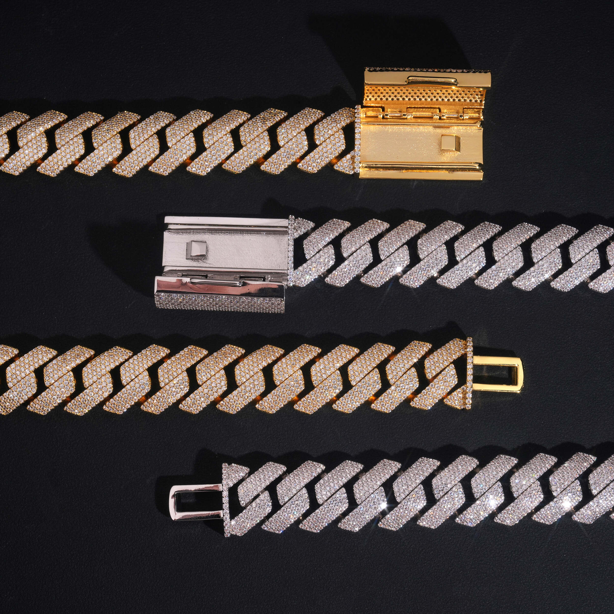 Iced Out Hip Hop Jewelry Four Rows 20MM Prong Set Cuban Link Chain Necklace