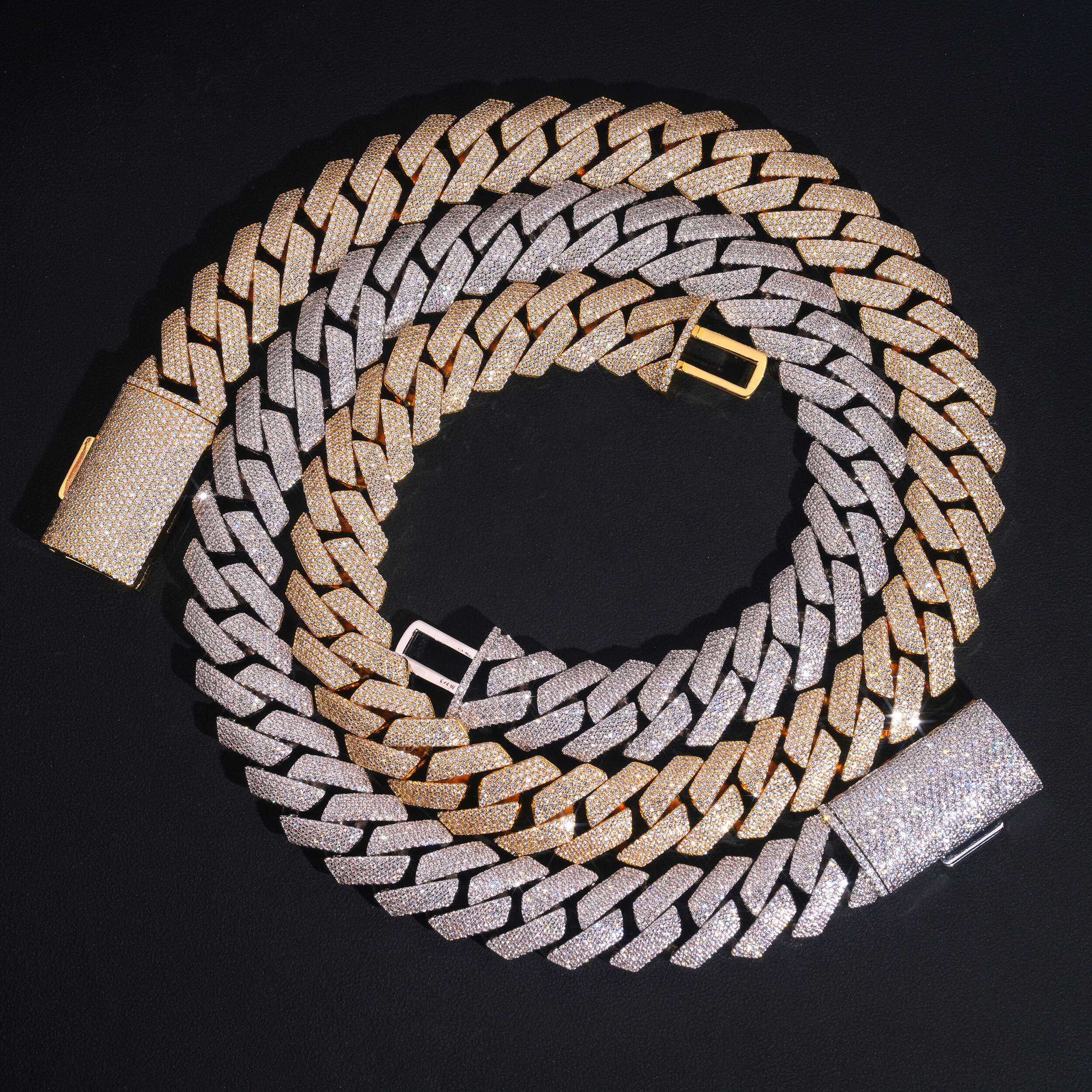 Iced Out Hip Hop Jewelry Four Rows 20MM Prong Set Cuban Link Chain Necklace