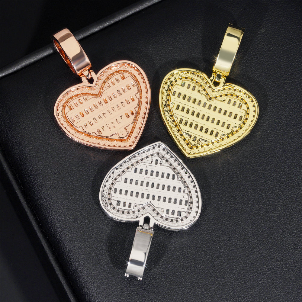 Stylish Baguette Diamond Heart Shaped Pendant For Unisex