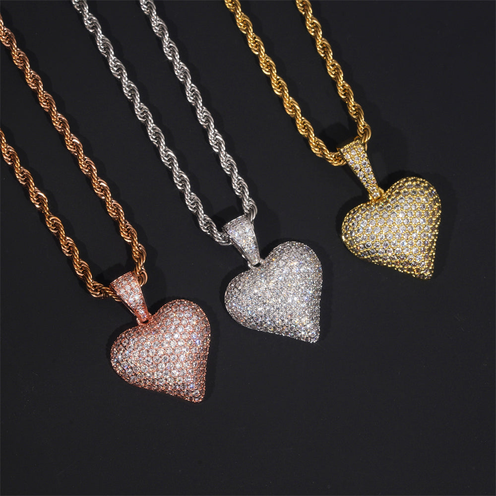 Heart Pendant Charm Cubic Zirconia For Unisex