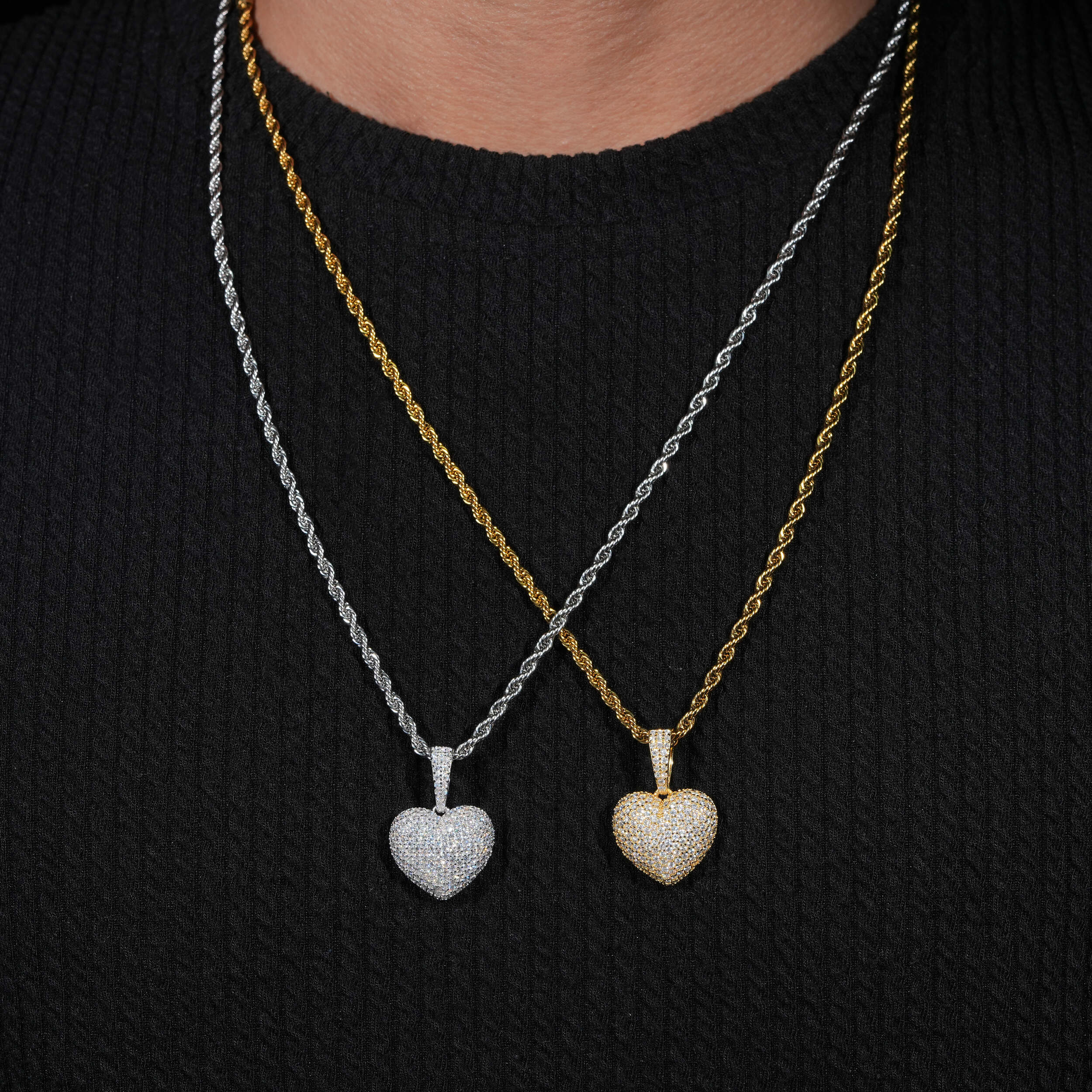 Stylish Iced Out Cubic Zirconia Heart Shaped Pendant