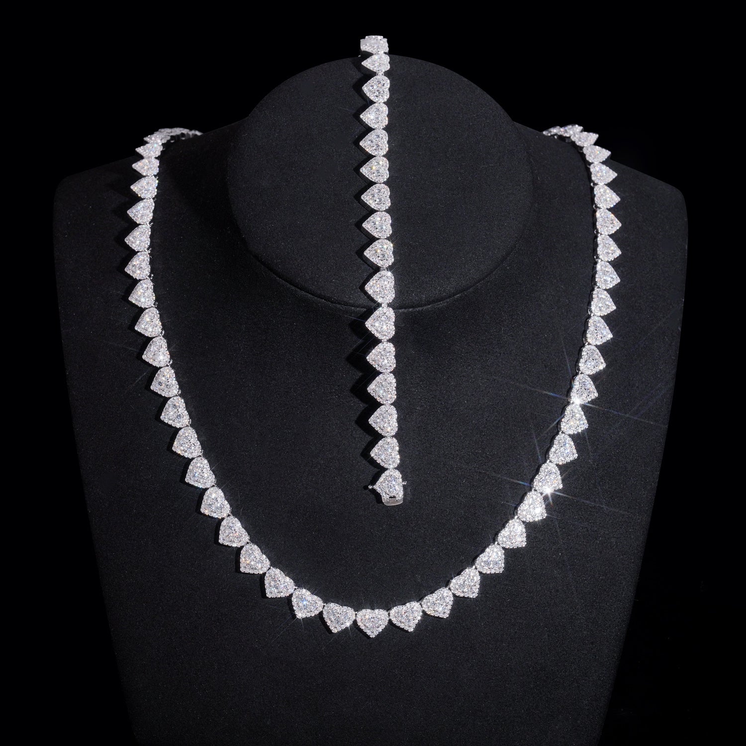 8MM Heart Shaped Cubic Zirconia Tennis Chain Necklace
