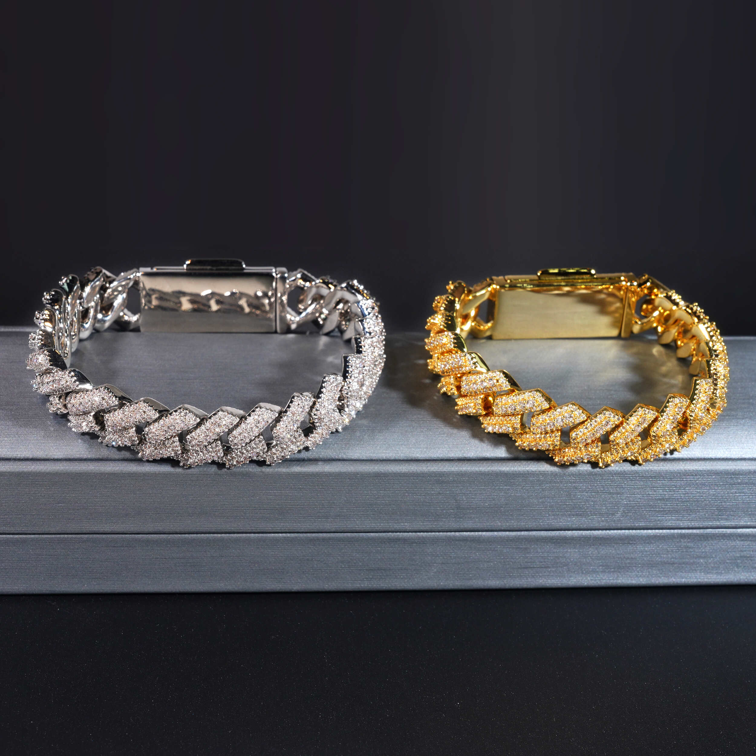 15MM Three Rows Iced Out Men Cuban Link Bracelet