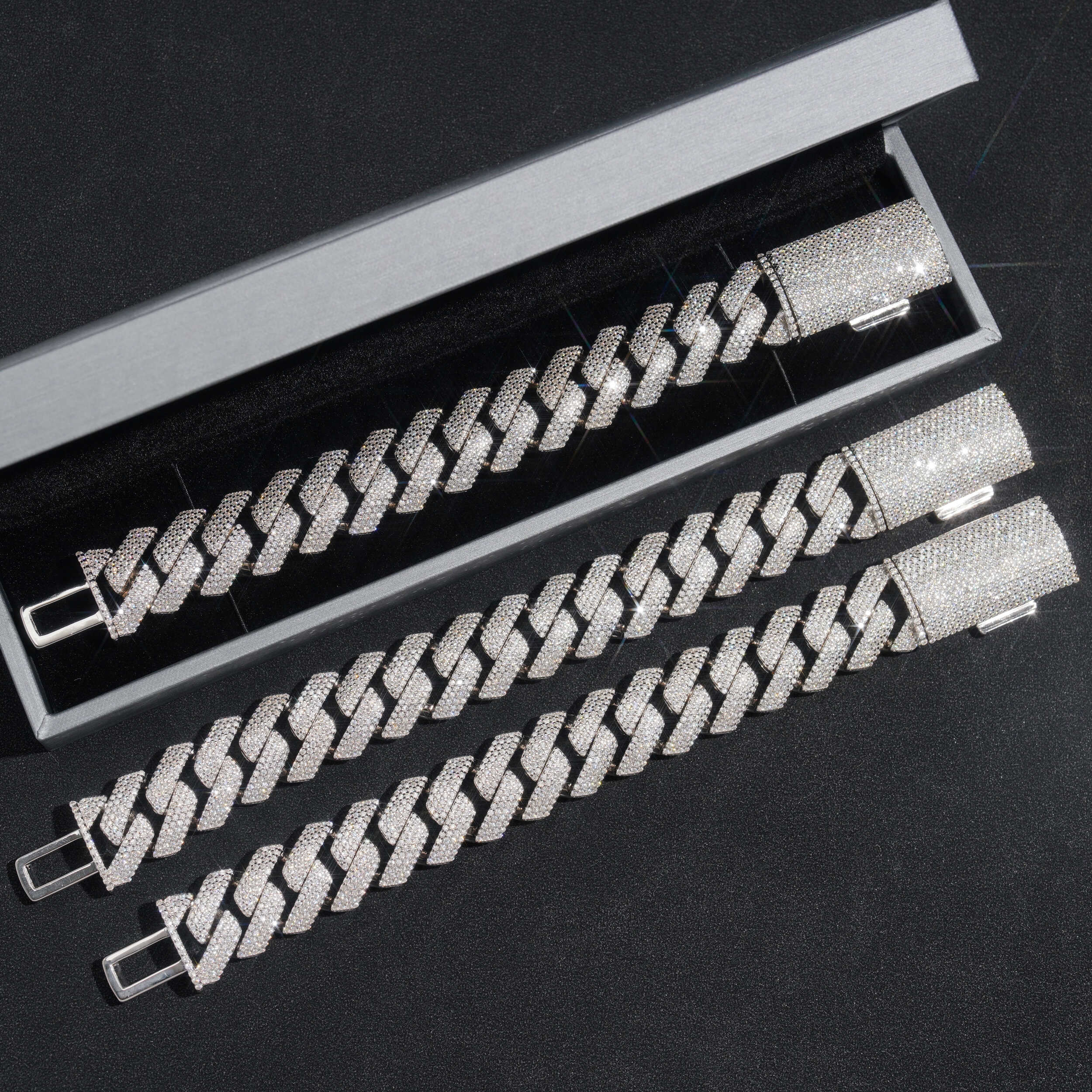 Iced Out Hip Hop Bling 20MM Four Rows Cuban Link Bracelet For Men