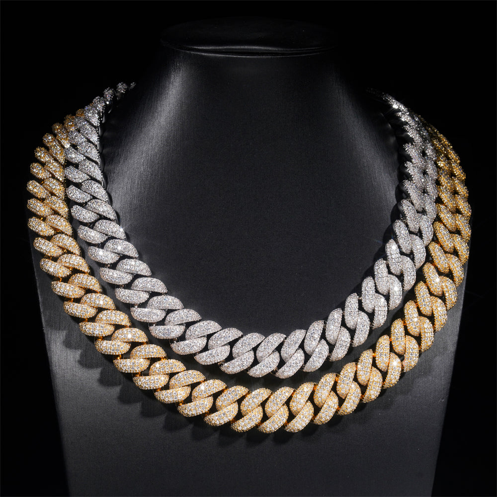 Hip Hop Iced Out 18MM Raised Stone Miami Cuban Link Chain Necklace