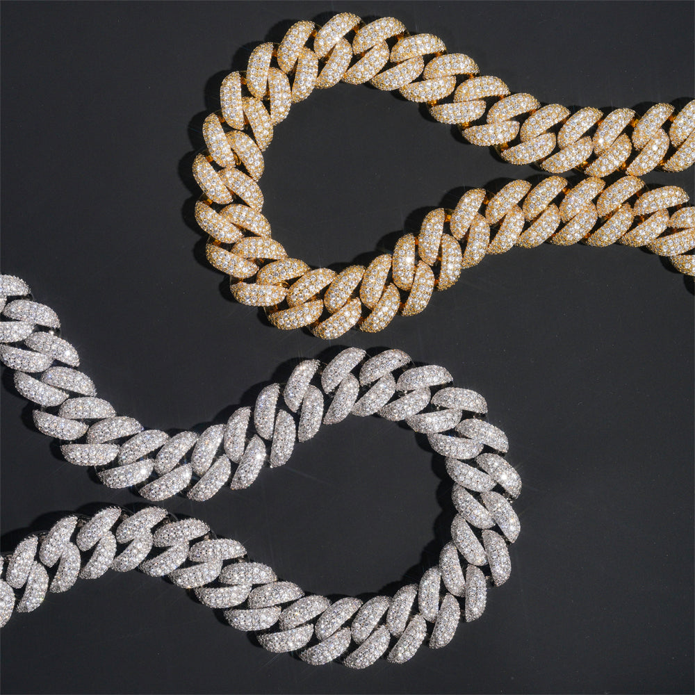 Hip Hop Iced Out 18MM Raised Stone Miami Cuban Link Chain Necklace